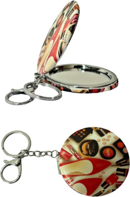 Tiamo Pocket Compact Metal and Glass Mirror with Keychain with 2x1 Magnification