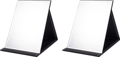 Lellow Portable Folding Makeup Mirror,Frameless PU Leather Travel Vanity