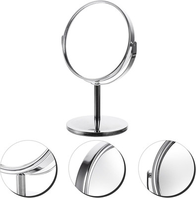 LILA ENTERPRISE Desktop Dual Sided Rotation Makeup Mirror Iron Plating Chrome Mirror