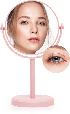 Livzing Tabletop Double Side Pedestal Removable Handle Shaving Makeup Vanity Mirror - 360 Degree - 5X Magnification