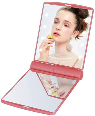 Gabani fashion Compact Travel Makeup Mirror with 8 LED Lights, Handheld Portable Folding