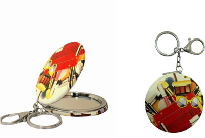 Tiamo Pocket Portable Compact Metal and Glass Mirror with Keychain for Women