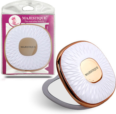 MAJESTIQUE Dual Magnifying Compact Mirror, 2X Square Folding Compact Mirror -Color May Vary