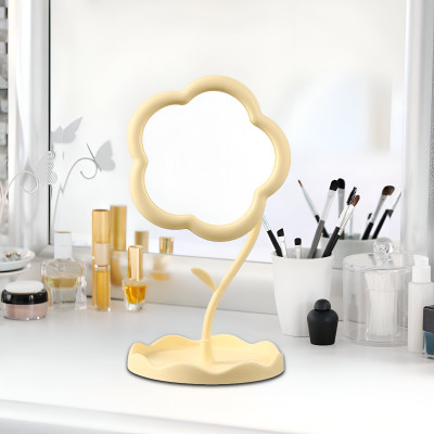 GAUZYHOUSE 360° Adjustable-Vanity Makeup Flower Mirror with Storage Tray