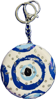 Savikaa Evil Eye White & Blue Compact Mirror Keychain