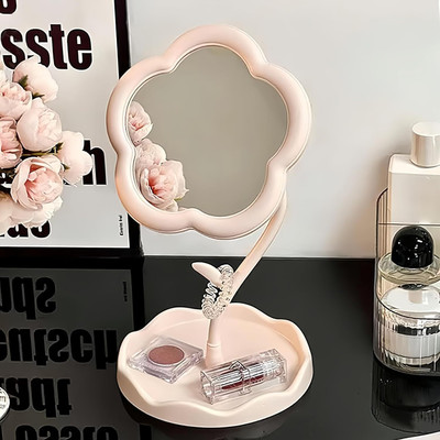 Vaisag House Makeup Mirror with Tray Table Vanity Mirror Cute Flower-Shaped Mirror