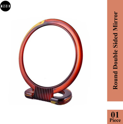 Meskin Professional Series Medium-Sized Round Double-Sided Makeup Mirror with Handle