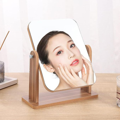 omdaenterprise Premium Teak Wood Framed Square Mirror for Modern Bedrooms