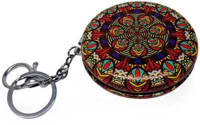 DECOVATE Creation Round Pocket Makeup Double Mirror with Keychain – Multicolor