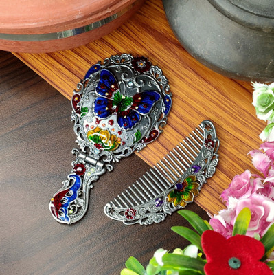 Vemlons Metal Hand Mirror and Comb/Antique Mirror Compact Mirror(Comb and Mirror)