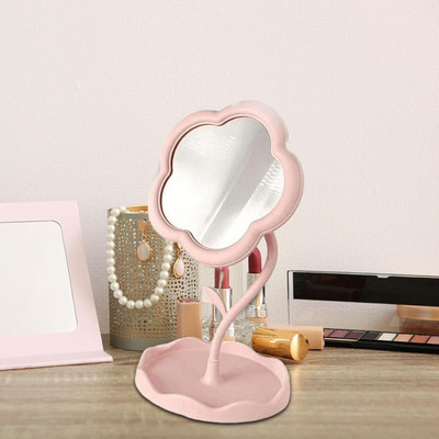 draval Flower-Shaped Makeup Mirror, Rotatable tray Table Vanity Mirror Cute...