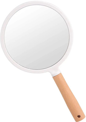 SVShoperzone Makeup Mirror with Handle, Cute Round Mirror Single Side Small Hanging Hole