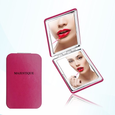 MAJESTIQUE Compact Hand Mirror Leatherette Texture for Men and Women