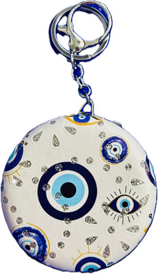 Savikaa Evil Eye White & Blue Compact Mirror Keychain