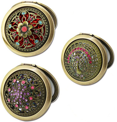 Besillia Folding Mini Pocket Double Sided Travel Makeup Mirror (Random Pattern)