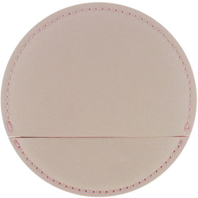Baskety Mini Portable Compact Round Mirror with PU Leather Case Cover for Women Men