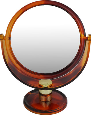 Scarlet Line Professional Series Round Shape Double Sided Magnifying Makeup Mirror with Stand for Men and Women, Shell Color, Medium