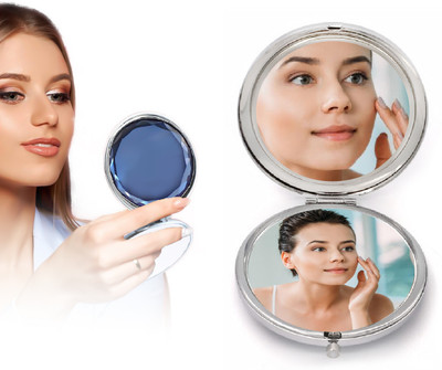 Swiss Connection Premium Glass Top Magnifying Mirror 1X/2X Round Magnifying Makeup Mirror