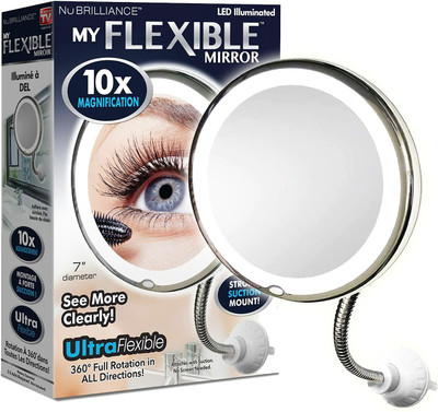 Auslese Vanity Flexible Round Mirror 10x Magnification 7inch Make Up with Strong Suction