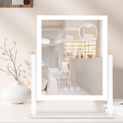 Keekos Mirror with Lights,Lighted Makeup Mirror with Detachable 10XMagnification Mirror