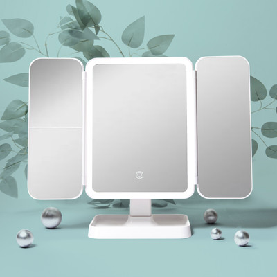 Stelliferous Vanity Mirror with Light|Trifold Shaving Mirror|3X Magnifying|Mirror with Stand