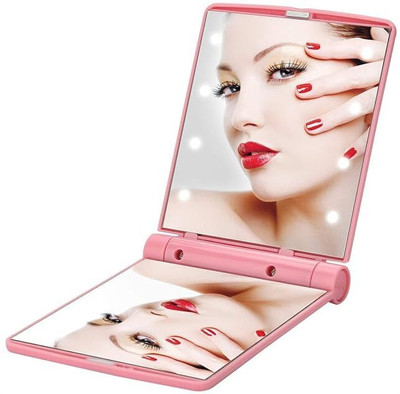 GOPALLAL Makeup Mirror with 8 LED Lights, Handheld Portable Folding Lighted