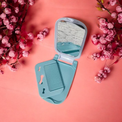 Nikki Bela Korean Mobile Shape Pocket Mirror with Inbuilt Comb for women (pack of 1)