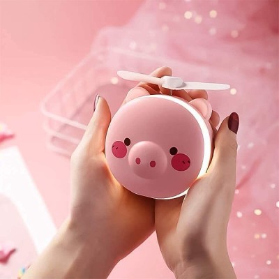 Ns Beauty 2 in 1 Cute Piggy Mini Cosmetic LED Mirror Light with Silicon Fan