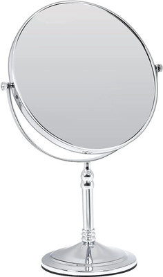 Plantex Brass & SS-304 Magnifying Mirror for Bathroom/8 Inch/Chrome/5x/1x-Magnification