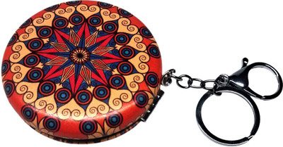 DECOVATE Round Pocket Makeup Double Mirror with Keychain