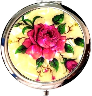 AuM Round Foldable Compact Hand Held Double Sided Magnifying Vanity Mirror