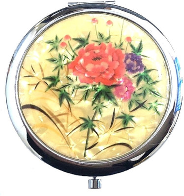 AuM Round Foldable Compact Hand Held Double Sided Magnifying Vanity Mirror