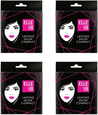 ELLE 18 Lasting Glow Compact, Shell - 9g (Pack Of 4) Compact(Shell, 36 g)