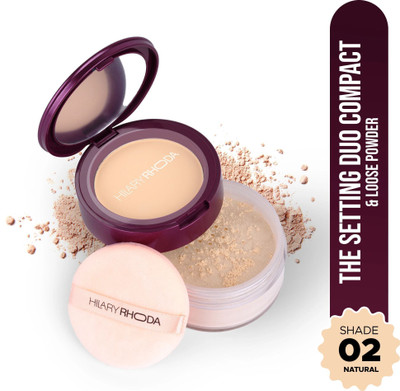 Hilary Rhoda The Setting Duo Compact &Loose Powder| 2-in-1 Compact &Loose Powder|Matte Finish Compact(Shade 2-Natural, 32 g)