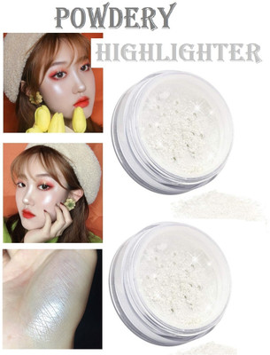 THTC Best Illumination Face Shiny White Highlighter & Glitter Powder(Cool White)