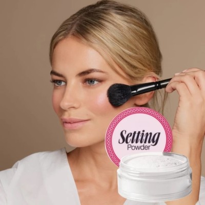 Jiwoo Loose Face Powder Lightweight Matte Finishing Setting Powder Makeup Compact(WHITE, 10 g)