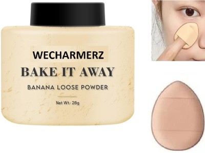 WECHARMERZ Bake It Away Ultra Fine Loose Finish Powder & Finger Sponge Compact(yellow, 28 g)