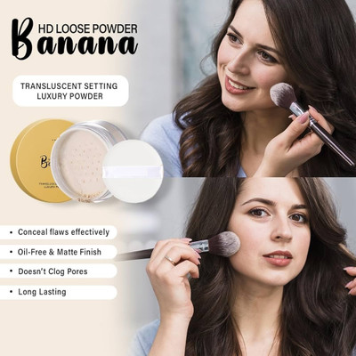HUZURLU HD Banana Translucent Setting Luxury Loose Powder Compact(banana, 15 ml)
