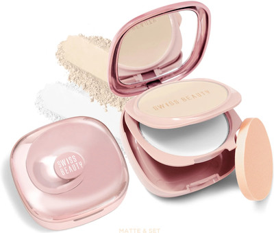 SWISS BEAUTY Matte & Set Duo Compact Natural Matte Finish Compact(01 Ivory & Translucent, 20 g)