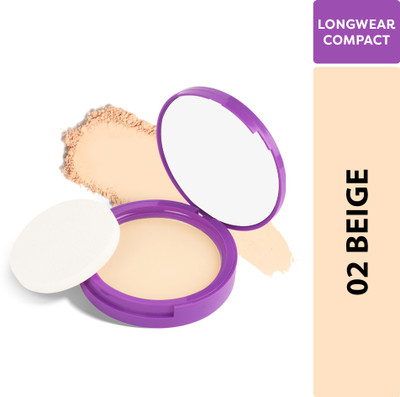SUGAR POP Longwear 02 Beige | UV Protection | Pore Minimizing | Medium Coverage Compact(Beige, 9 g)