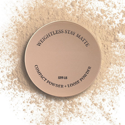 THTC Pressed Powder + Loose Powder | SPF 15 | Non Oily Matte Look Compact(BANANA, 43.3 g)