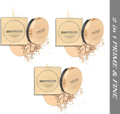 Luipui Premium New 2 in1 Prime & Fine Make-up Effect Compact Powder (Sets 3) Compact(Soft Ivory, 20 g)