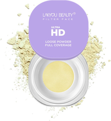 Lakyou Beauty Filter Face Pore Blurring Loose Powder Ultra HD Full Coverage Matte Compact(01(White Ivory), 25 g)