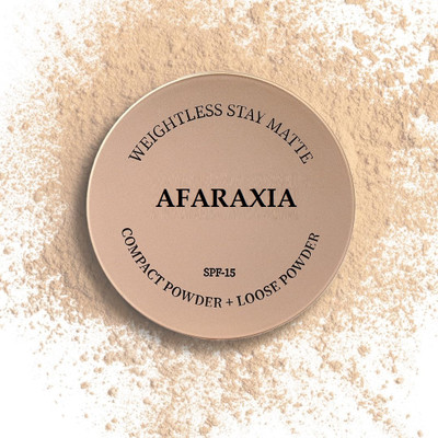 AFARAXIA 2 In 1 Matte Compact Powder Pressed Powder + Loose Powder SPF 15 Compact(IVORY, 43.4 g)