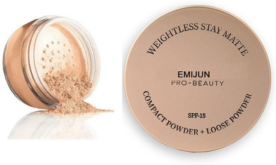Emijun Full Coverage | Oil Control and Long Lasting Compact & LOOSE POWDER Compact(BEIGE, 43.4 g)