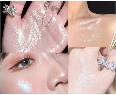 GABBU Silver Highlighter Makeup Shimmer Body Compact(Silver, 10 g)
