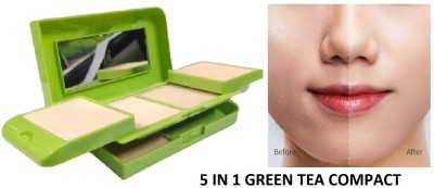 Latixmat 5IN1 GREEN TEA COMPACT AND SHINE FINISH CONCEALER WITH PUFF Compact(Multicolor, 50 g)