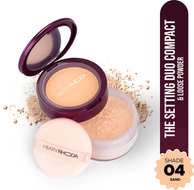 Hilary Rhoda The Setting Duo Compact &Loose Powder| 2-in-1 Compact &Loose Powder|Matte Finish Compact(Shade 4-Sand, 32 g)