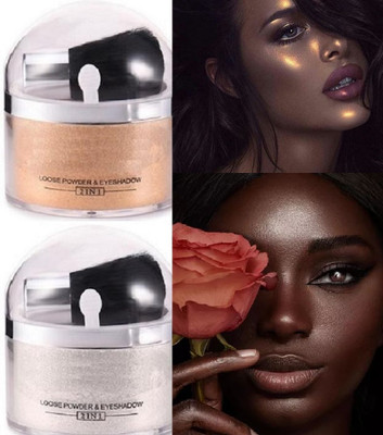 GFSU - GO FOR SOMETHING UNIQUE SHIMMERY SHINY ILLUMINATOR MAKEUP BASE POWDERY HIGHLIGHTER Compact(GOLDEN SHIMMER, SILVER SHIMMER, 40 g)