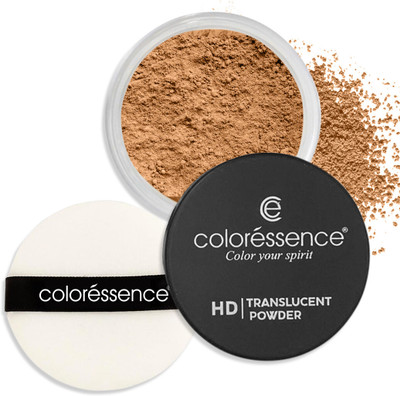 COLORESSENCE High Definition Translucent Loose Powder Natural Matte Coverage with Puff Compact(Almond, 10 g)